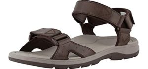 Vionic Men's Canoe Leo Backstrap Sandal - Adjustable Sandals with Concealed Orthotic Arch Support Brown 10 M US